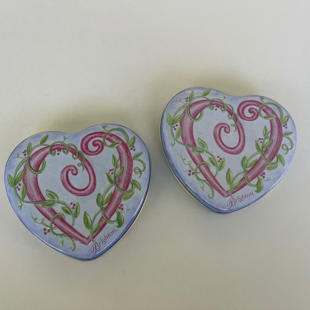 Lot of 2 Embossed Brighton Large Jewelry Tins